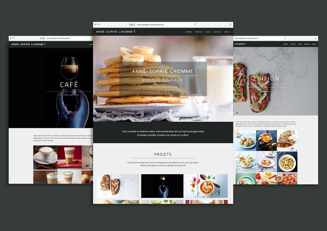 Agence Takestwo : développement du site web et portfolio de Anne-Sophie Lhomme, styliste culinaire